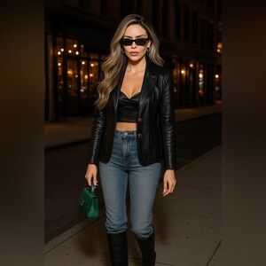 Fendi Women’s Black Leather Jacket – Italian Elegance & Timeless Design